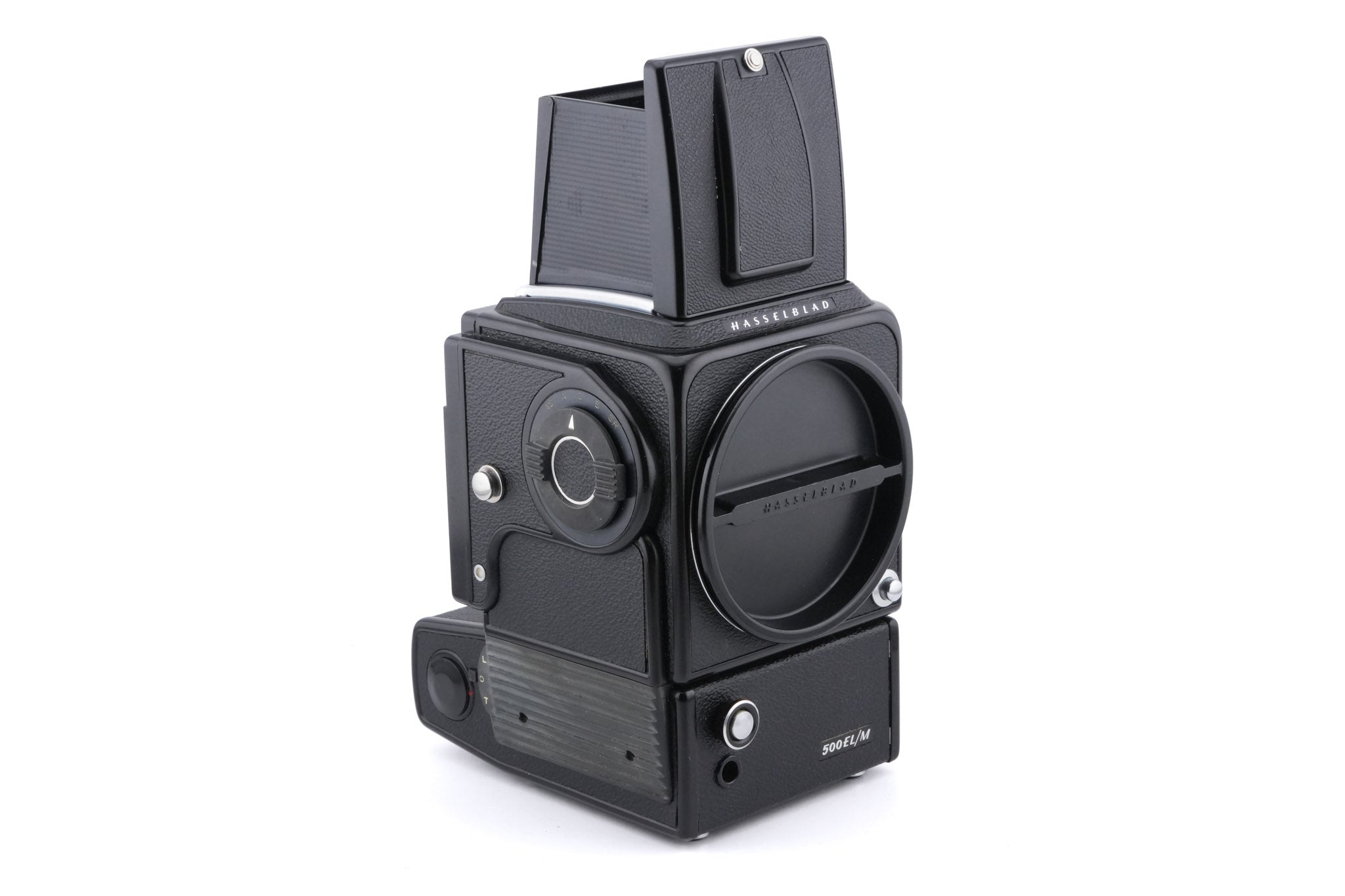 Hasselblad 500EL/M (Black, 10219) + Waist Level Finder (Old / Black, 42277) + Focusing Screen with Central Grid and Split Image Rangefinder (42218)
