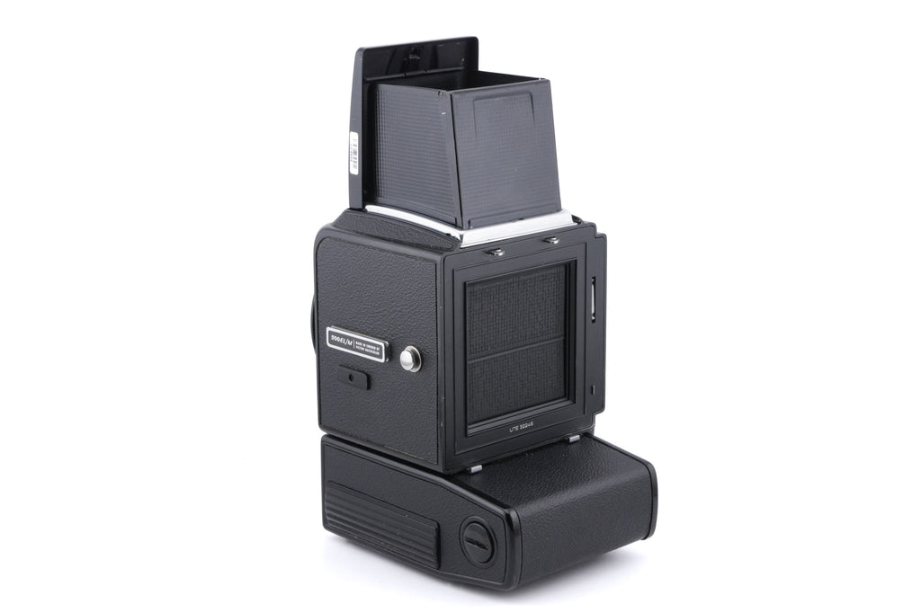 Hasselblad 500EL/M (Black, 10219) + Waist Level Finder (Old / Black, 42277) + Focusing Screen with Central Grid and Split Image Rangefinder (42218)