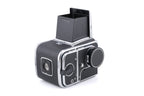 Hasselblad 500C/M (Silver, 10026) + Standard Focusing Screen (42161) + Standard Winding Knob (44024) + A12 Film Magazine (Silver, 30074) + Waist Level Finder (Old / Silver, 42021)