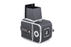 Hasselblad 500C/M (Silver, 10026) + Standard Focusing Screen (42161) + Standard Winding Knob (44024) + A12 Film Magazine (Silver, 30074) + Waist Level Finder (Old / Silver, 42021)