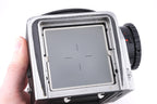Hasselblad 500C/M (Silver, 10026) + Standard Focusing Screen (42161) + Standard Winding Knob (44024) + A12 Film Magazine (Silver, 30074) + Waist Level Finder (Old / Silver, 42021)