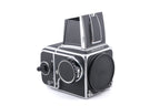 Hasselblad 500C/M (Silver, 10026) + Standard Winding Knob (44024) + Waist Level Finder (Old / Silver, 42021) + A12 Film Magazine (Silver, 30074) + Standard Focusing Screen (42161)