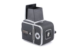 Hasselblad 500C/M (Silver, 10026) + Standard Winding Knob (44024) + Waist Level Finder (Old / Silver, 42021) + A12 Film Magazine (Silver, 30074) + Standard Focusing Screen (42161)