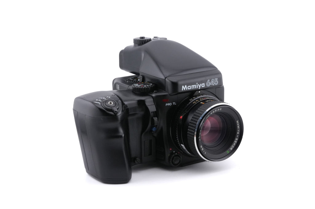 Mamiya 645 Pro TL + WG401 Power Drive Winder Grip + HA401 120/220 Roll Film Holder + FE401 AE Prism Finder + 120 Roll Film Insert (HA401) + 80mm f2.8 Sekor C