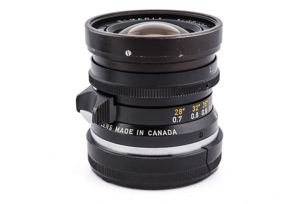 Leica 28mm f2.8 Elmarit (Type II) (Infinity Lock) + Lens Hood (21mm f3.4 / 28mm f2.8) (12501M)