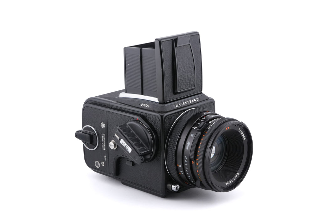 Hasselblad 503CW (Black, 10246) + A12N Film Magazine + Winding Crank E (44086) + Acute Matte Grid / Split Image Focusing Screen (42170) + Waist Level Finder (New / Black, 42323) + 80mm f2.8 Planar T* CF (20029)