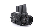 Hasselblad 503CW (Black, 10246) + A12N Film Magazine + Winding Crank E (44086) + Acute Matte Grid / Split Image Focusing Screen (42170) + Waist Level Finder (New / Black, 42323) + 80mm f2.8 Planar T* CF (20029)