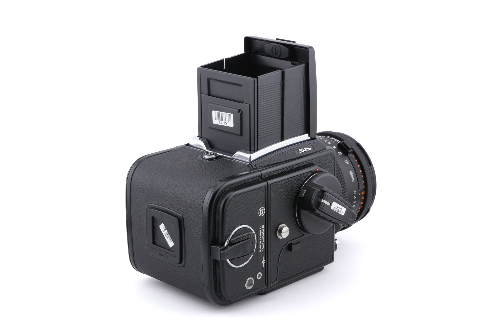 Hasselblad 503CW (Black, 10246) + A12N Film Magazine + Winding Crank E (44086) + Acute Matte Grid / Split Image Focusing Screen (42170) + Waist Level Finder (New / Black, 42323) + 80mm f2.8 Planar T* CF (20029)