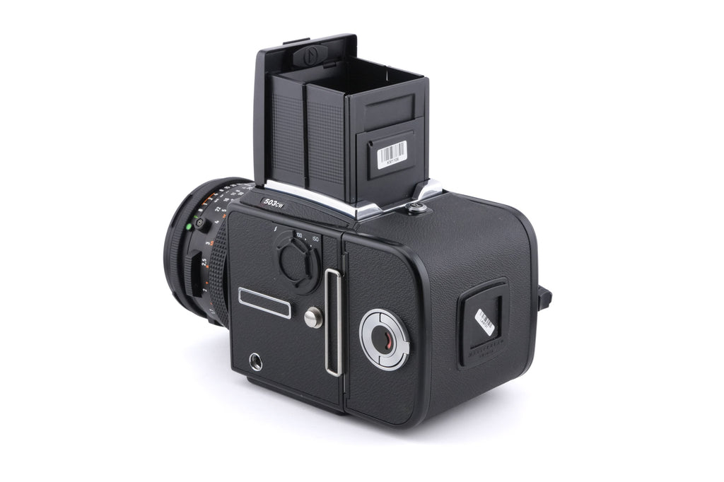 Hasselblad 503CW (Black, 10246) + A12N Film Magazine + Winding Crank E (44086) + Acute Matte Grid / Split Image Focusing Screen (42170) + Waist Level Finder (New / Black, 42323) + 80mm f2.8 Planar T* CF (20029)