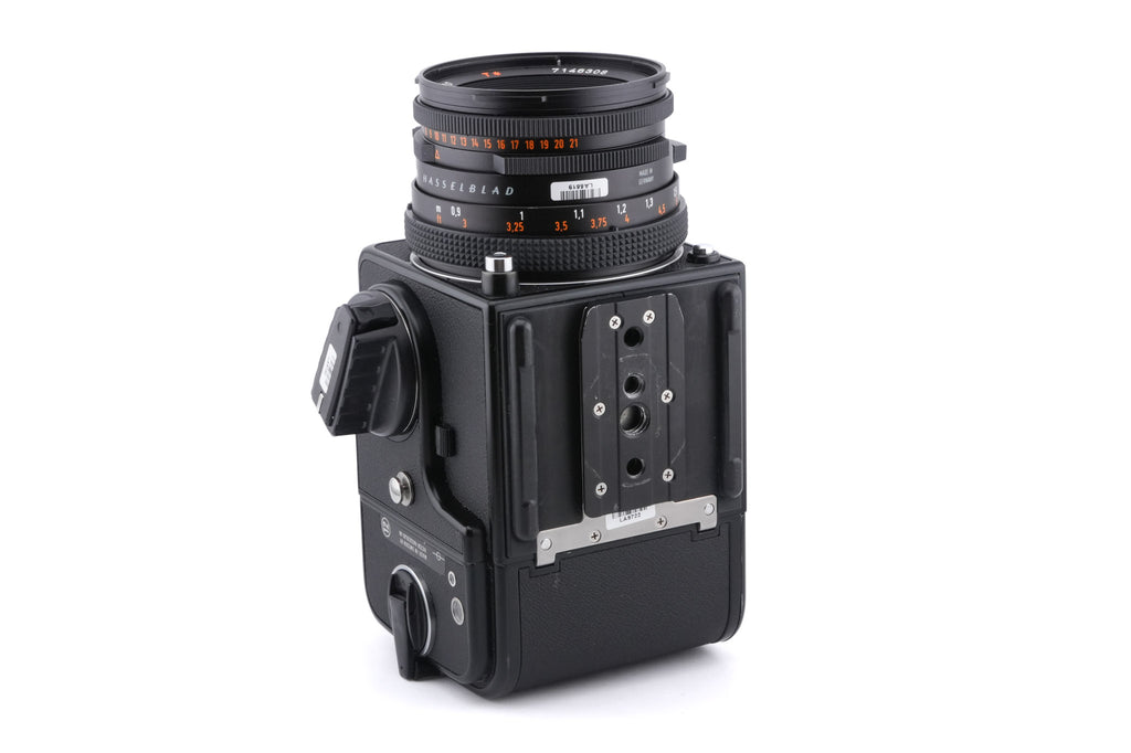 Hasselblad 503CW (Black, 10246) + A12N Film Magazine + Winding Crank E (44086) + Acute Matte Grid / Split Image Focusing Screen (42170) + Waist Level Finder (New / Black, 42323) + 80mm f2.8 Planar T* CF (20029)