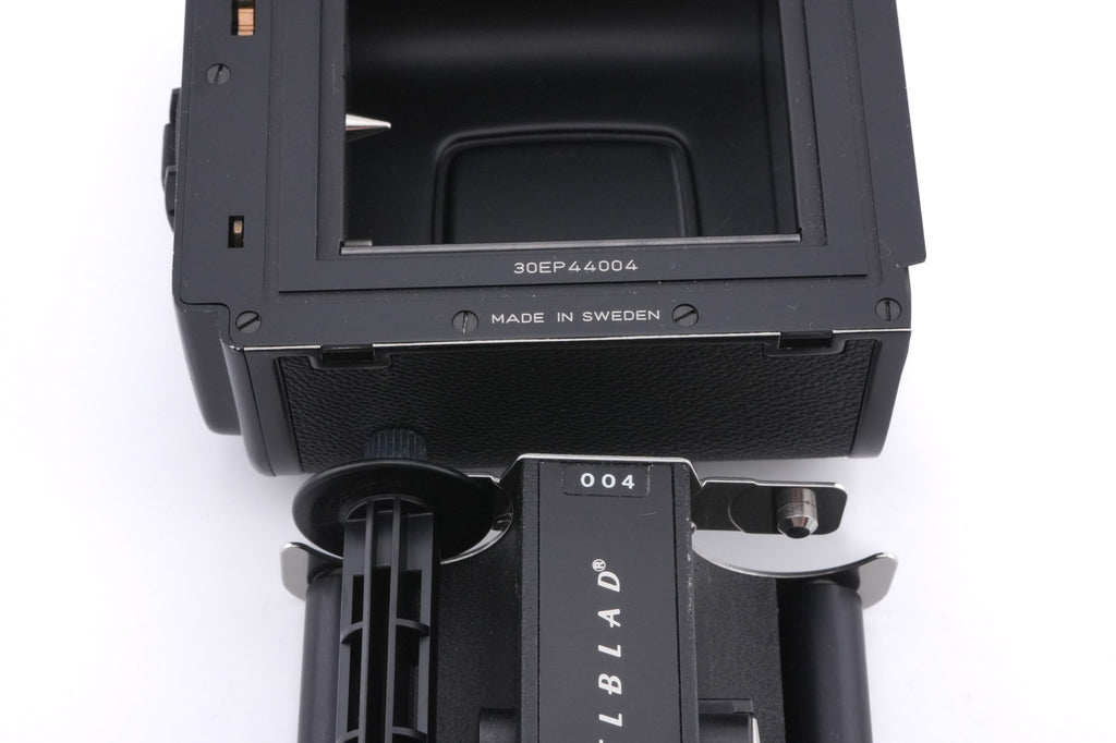 Hasselblad 503CW (Black, 10246) + A12N Film Magazine + Winding Crank E (44086) + Acute Matte Grid / Split Image Focusing Screen (42170) + Waist Level Finder (New / Black, 42323) + 80mm f2.8 Planar T* CF (20029)