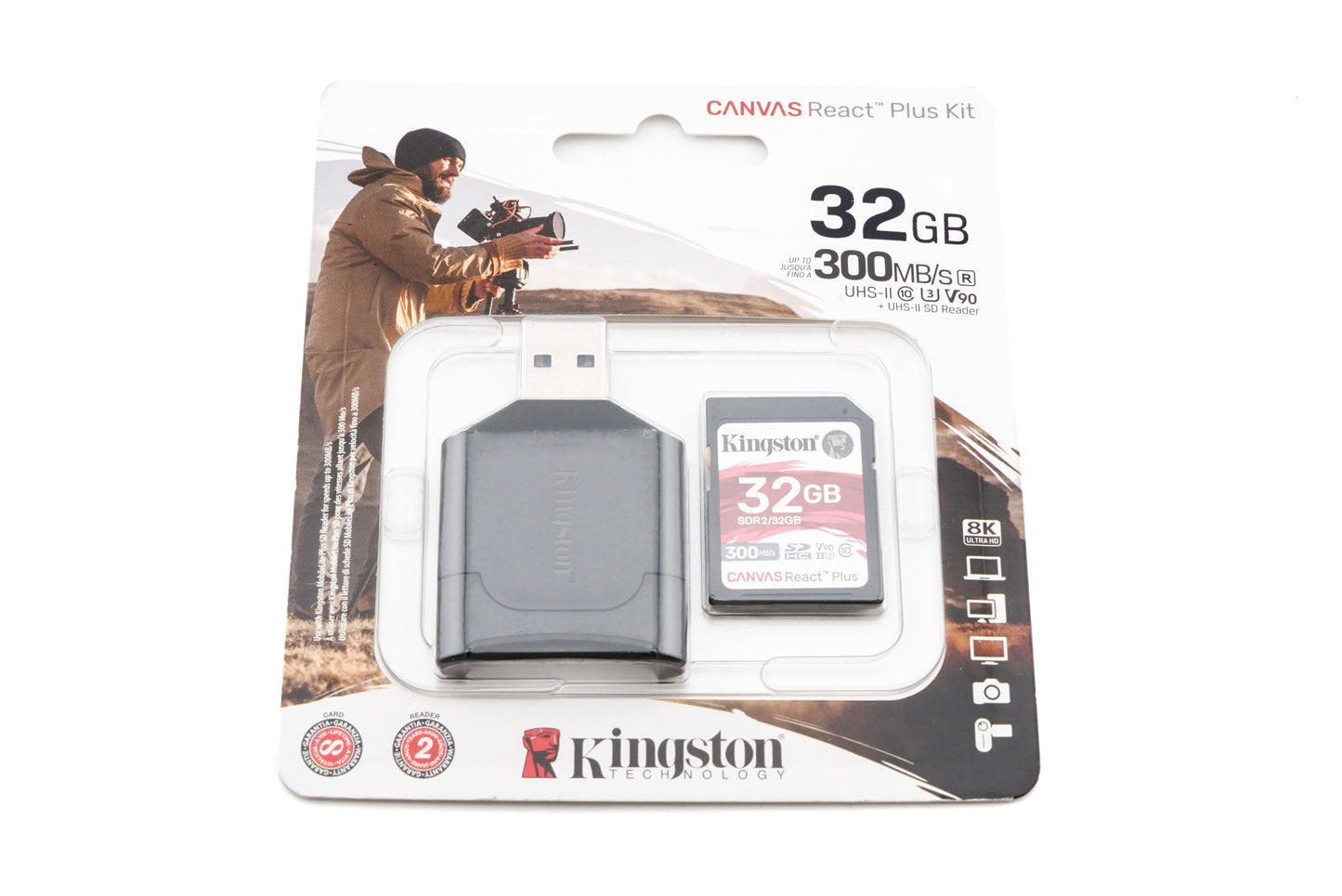 Kingston 32 GB SDHC Card Canvas React Plus UHS-II (300 MB/S) + Reader - Accessory