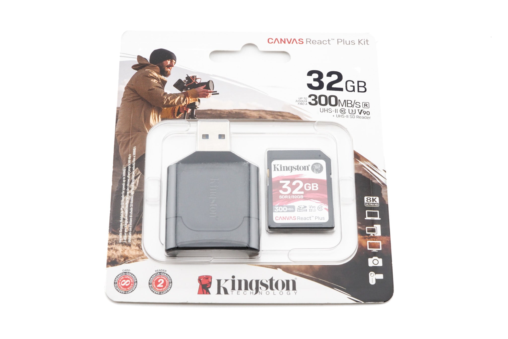 Kingston 32 GB SDHC Card Canvas React Plus UHS-II (300 MB/S) + Reader - Accessory