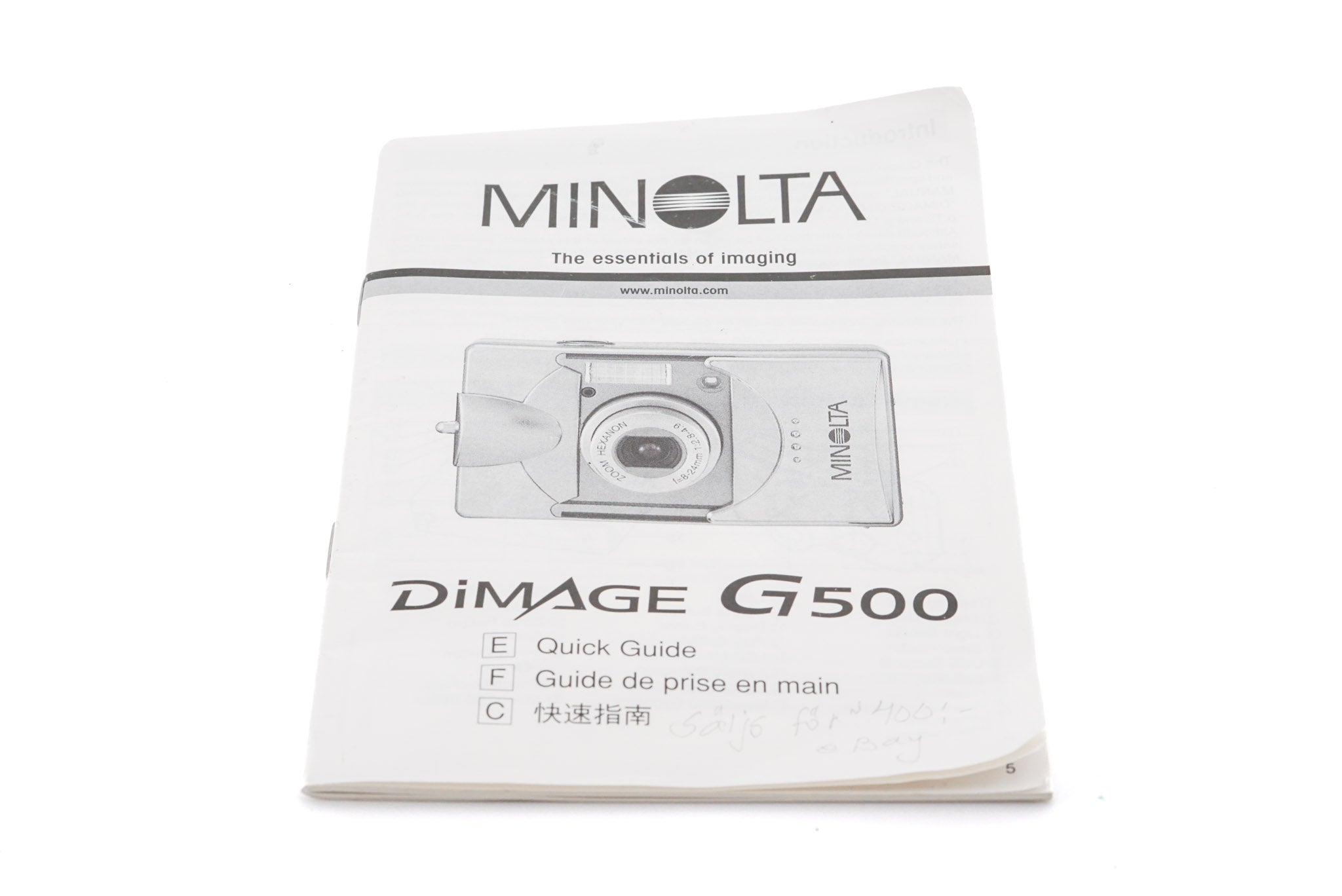 Minolta Dimage G500 Instructions - Accessory