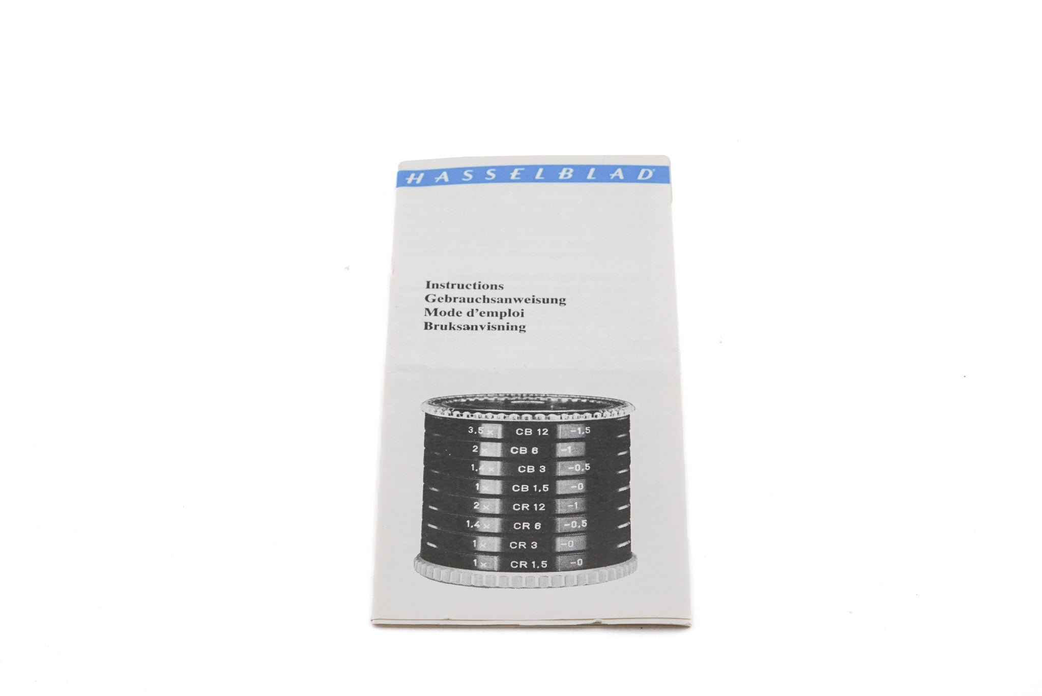 Hasselblad Color Correction (Light Balance) Filters Instructions - Accessory