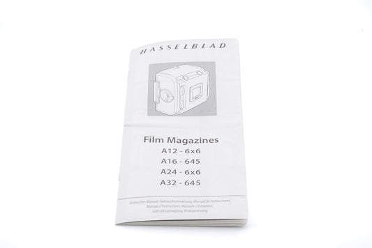 Hasselblad A12/A16/A24/A32 Film Magazine Instructions - Accessory