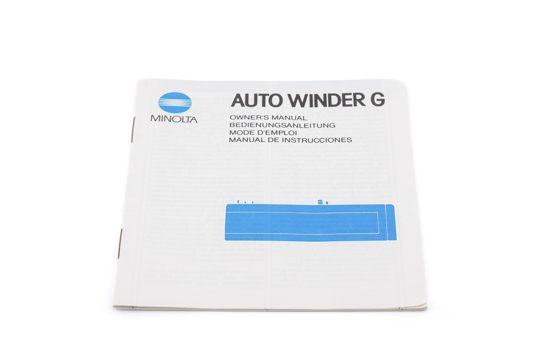 Minolta Auto Winder G Instructions - Accessory