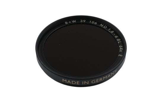 B+W 39mm Neutral Density Filter ND 1.8 - 6 BL 64x E 106 F - Pro