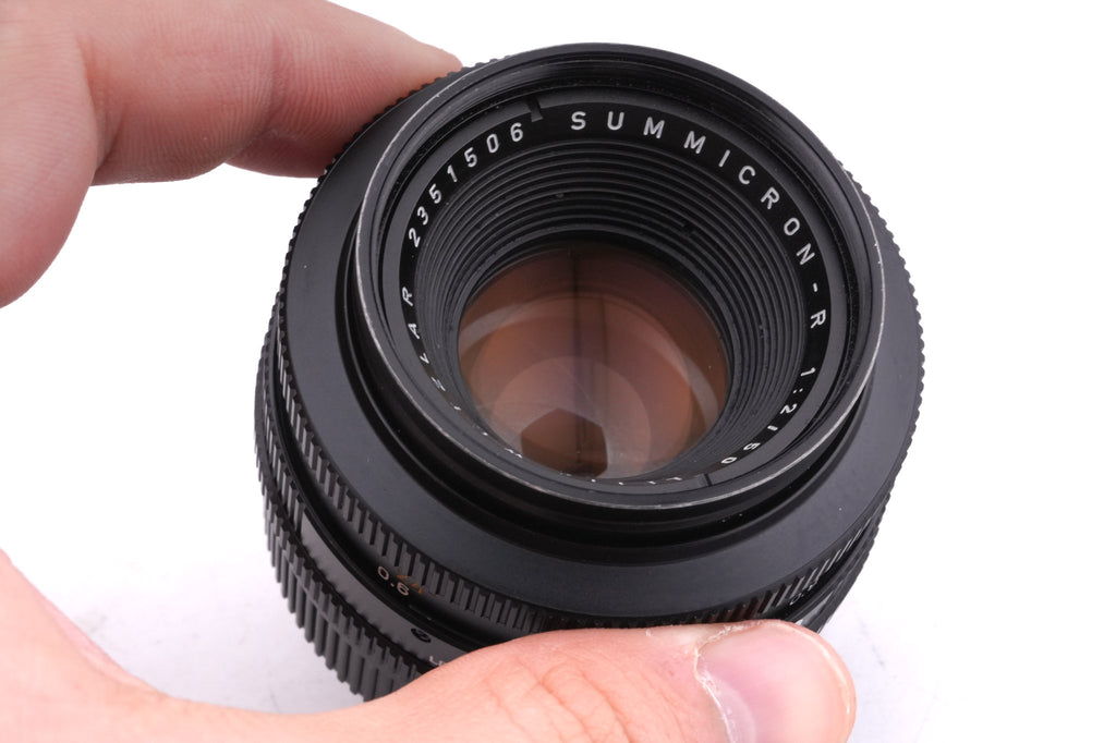 Leica 50mm f2 Summicron-R (Type I) (2-Cam) (11228) + Lens Hood (35mm f2.8 R / 50mm f2 R) (12564)