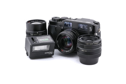 Contax G2 (Black) + 45mm f2 Planar T* (Black) + 28mm f2.8 Biogon T* (Black) + 90mm f2.8 Sonnar T* (Black)