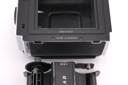 Hasselblad 503CW + A12N Film Magazine + Waist Level Finder (New / 42315 Chrome) + Winder CW (44105) + IR Remote Control (44113)