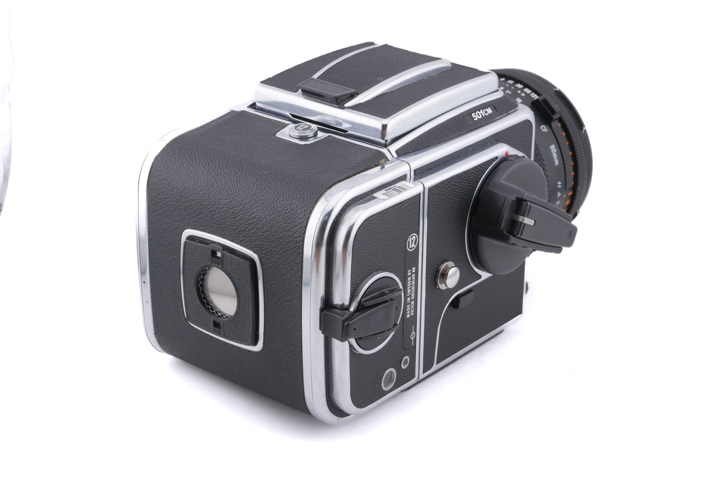 Hasselblad 501CM + 80mm f2.8 Planar T* CF (20029) + A12N Film Magazine + Waist Level Finder (New / Chrome, 42315) + Acute Matte Focusing Screen (42165)