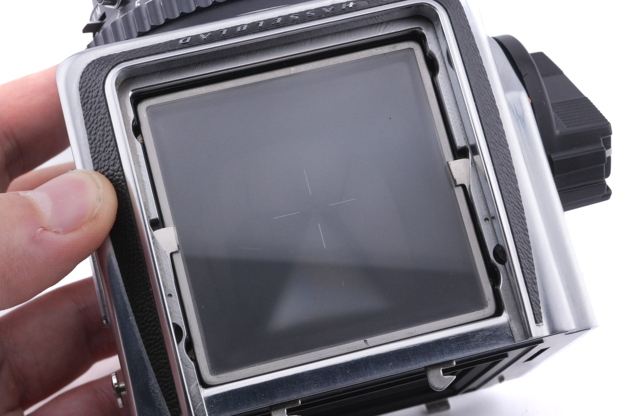 Hasselblad 500C/M (Silver, 10026) + 80mm f2.8 Planar T* C (Black, 20028) + Waist Level Finder (New / Chrome, 42315) + A12N Film Magazine + Acute Matte Focusing Screen (42165)