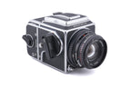 Hasselblad 500C/M (Silver, 10026) + 80mm f2.8 Planar T* C (Black, 20028) + Waist Level Finder (New / Chrome, 42315) + A12N Film Magazine + Acute Matte Focusing Screen (42165)