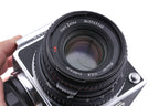 Hasselblad 500C/M (Silver, 10026) + 80mm f2.8 Planar T* C (Black, 20028) + Waist Level Finder (New / Chrome, 42315) + A12N Film Magazine + Acute Matte Focusing Screen (42165)