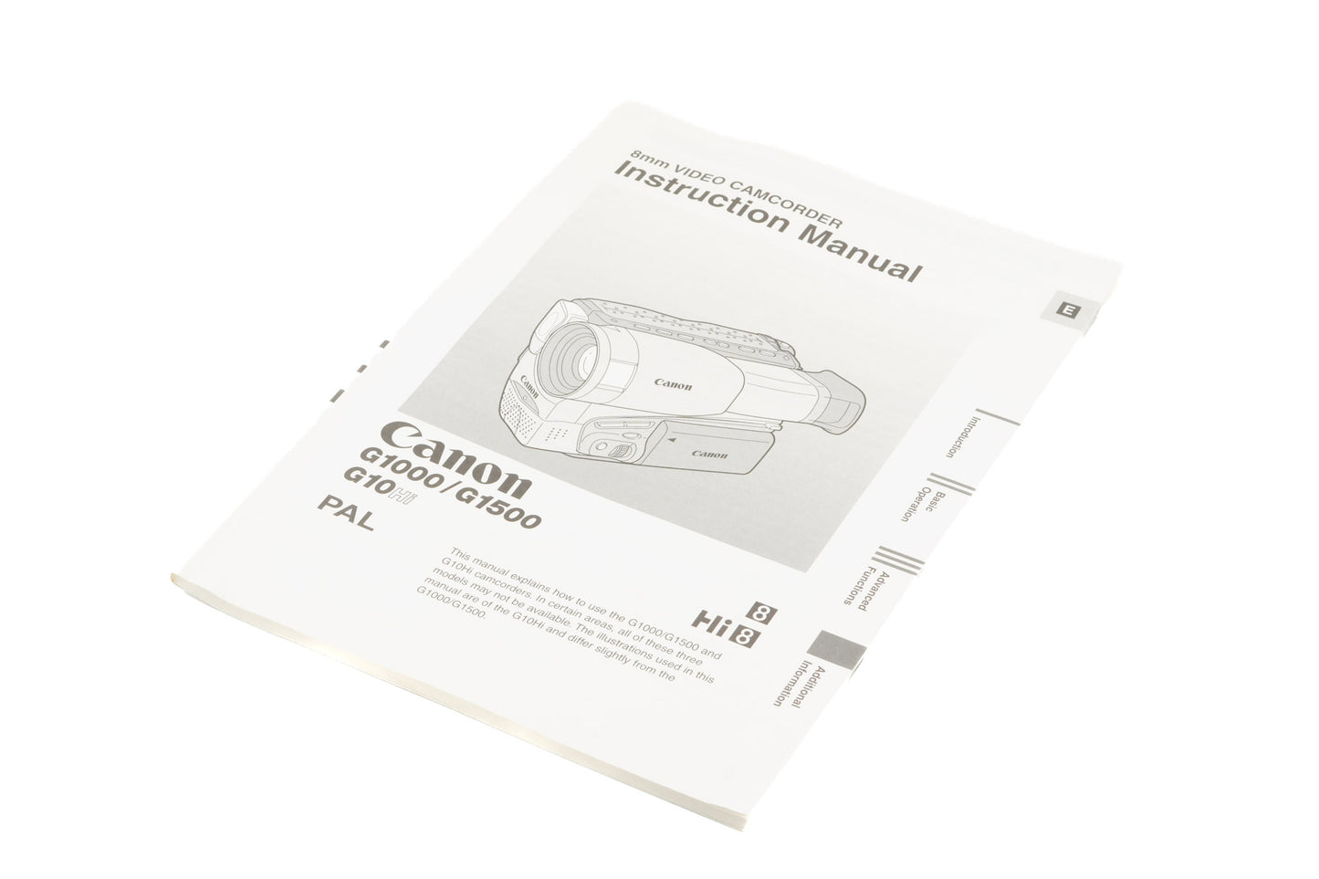 Canon G1000/G5000/G10Hi Instructions - Accessory