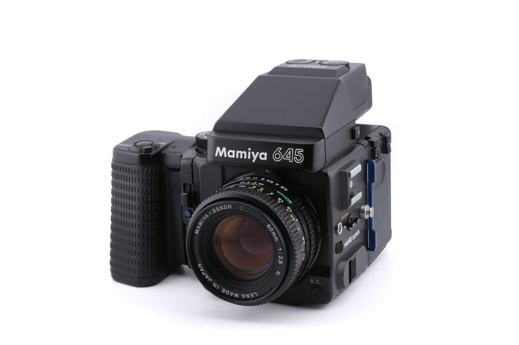 Mamiya M645 Super + AE Prism Finder N + Power Drive N (Y01670) + 120/220 Roll Film Holder N + 80mm f2.8 Sekor C N