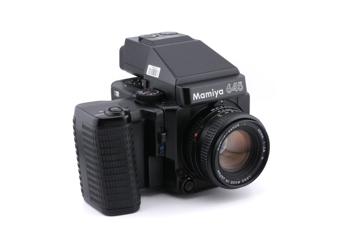 Mamiya M645 Super + AE Prism Finder N + Power Drive N (Y01670) + 120/220 Roll Film Holder N + 80mm f2.8 Sekor C N