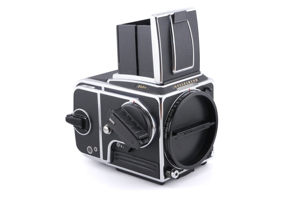Hasselblad 203FE (Millennium) (Silver, 12041) + E12 Film Magazine (Chrome, 30244) + Waist Level Finder (Silver, 42317) + Acute Matte Grid / Split Image Focusing Screen (42170)