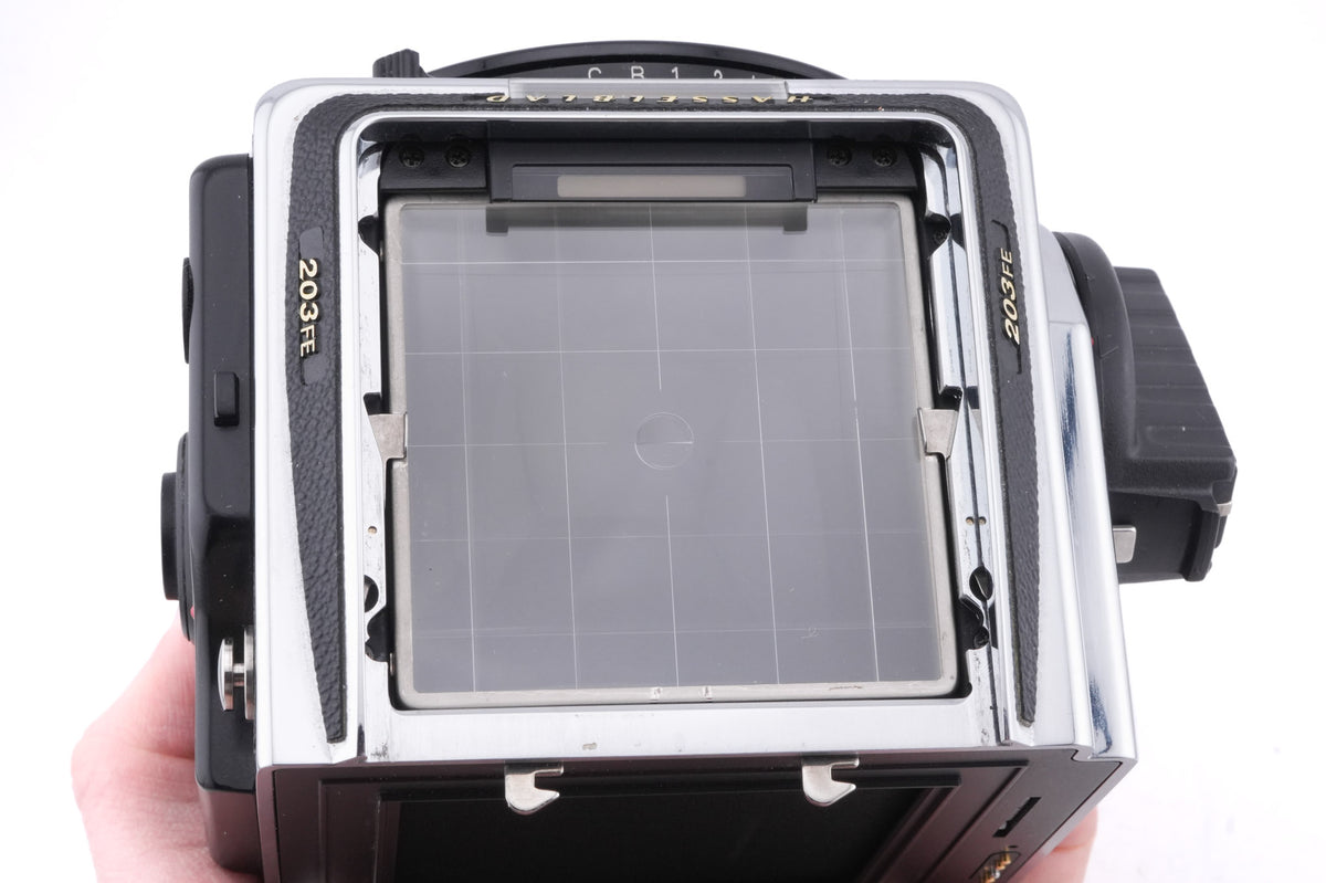 Hasselblad 203FE (Millennium) (Silver, 12041) + E12 Film Magazine (Chrome, 30244) + Waist Level Finder (Silver, 42317) + Acute Matte Grid / Split Image Focusing Screen (42170)