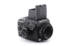 Zenza Bronica EC + 75mm f2.8 Nikkor-P.C + Focusing Unit (75mm / 100mm) + Waist Level Finder (EC) + 120/220 Roll Film Back (EC)