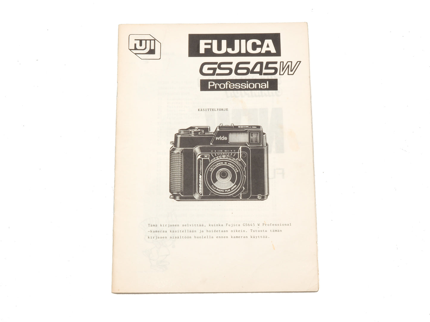 Fujica GS645W Professional Instruction Manual