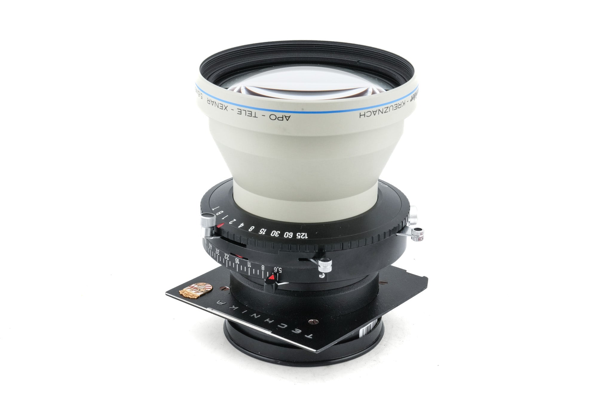 Schneider-Kreuznach 400mm f5.6 APO-Tele-Xenar MC (Shutter) + 99 x 96 mm Technika/Wista Top Hat Lens Board (Copal #3)