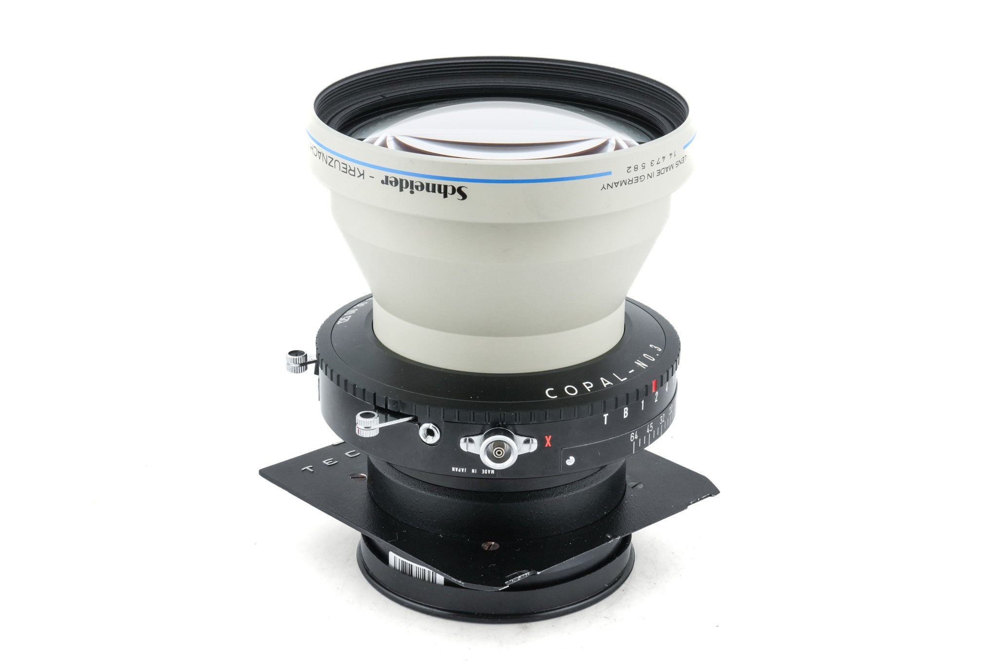 Schneider-Kreuznach 400mm f5.6 APO-Tele-Xenar MC (Shutter) + 99 x 96 mm Technika/Wista Top Hat Lens Board (Copal #3)