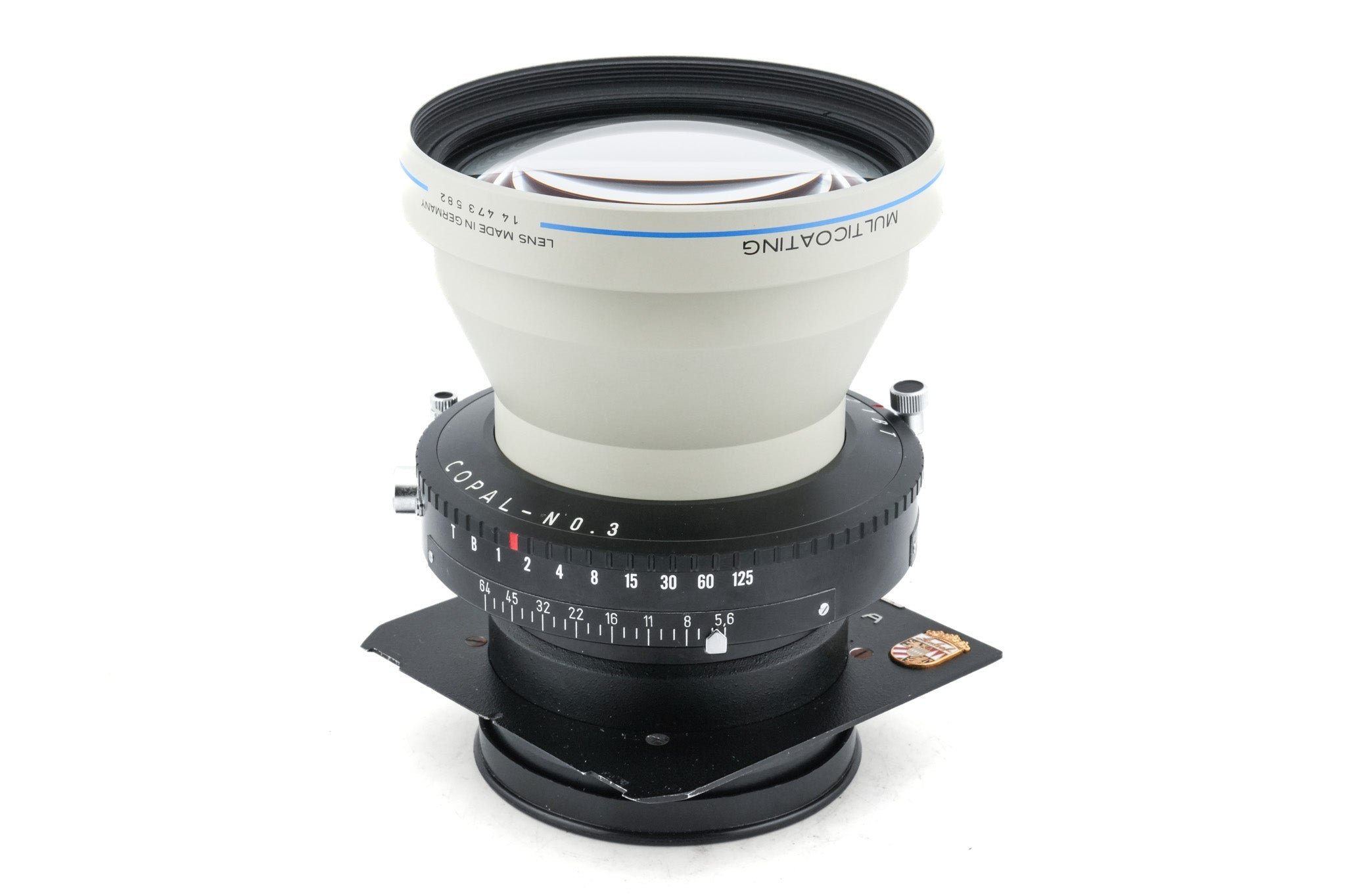 Schneider-Kreuznach 400mm f5.6 APO-Tele-Xenar MC (Shutter) + 99 x 96 mm Technika/Wista Top Hat Lens Board (Copal #3)