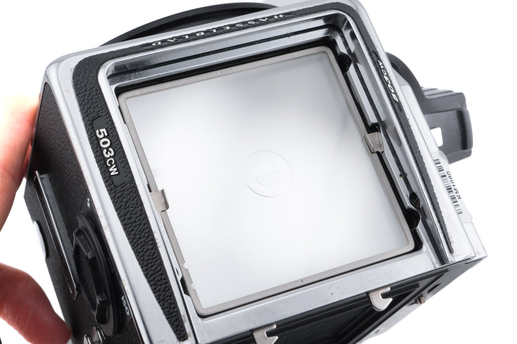 Hasselblad 503CW (Silver, 10243) + Waist Level Finder (New / Chrome, 42315) + Acute Matte D Microprism / Split Image Focusing Screen (42215)