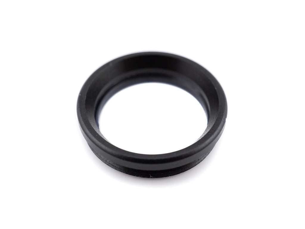A close-up of a black aluminium 19mm eyepiece with white background. 