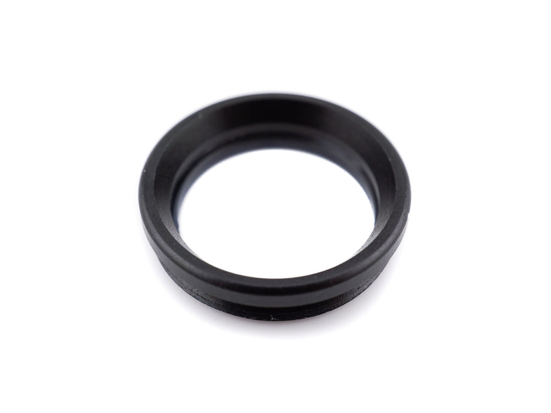 A close-up of a black aluminium 19mm eyepiece with white background. 