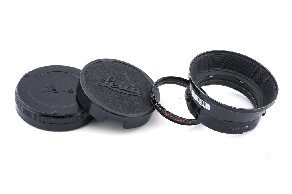 Leica 50mm f2 Summicron (Type II) (Black Paint, 11117) + Lens Hood (35/50mm f2-3.5) (IROOA / 12571)