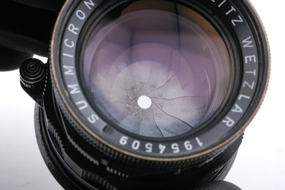 Leica 50mm f2 Summicron (Type II) (Black Paint, 11117) + Lens Hood (IROOA / 12571)