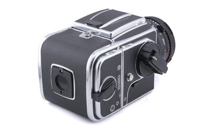 Hasselblad 500C/M (Silver, 10026) + 80mm f2.8 Planar T* CF (20029) + A12 Film Magazine (Silver, 30074) + Waist Level Finder (New / Chrome, 42315) + Acute Matte Focusing Screen (42165)