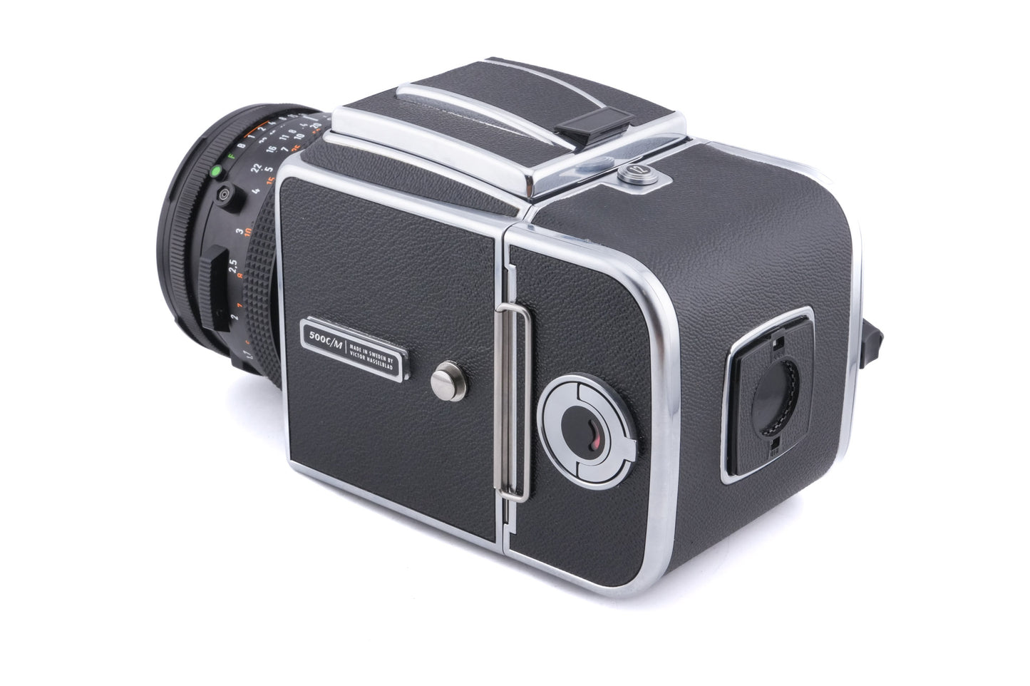 Hasselblad 500C/M (Silver, 10026) + 80mm f2.8 Planar T* CF (20029) + A12 Film Magazine (Silver, 30074) + Waist Level Finder (New / Chrome, 42315) + Acute Matte Focusing Screen (42165)