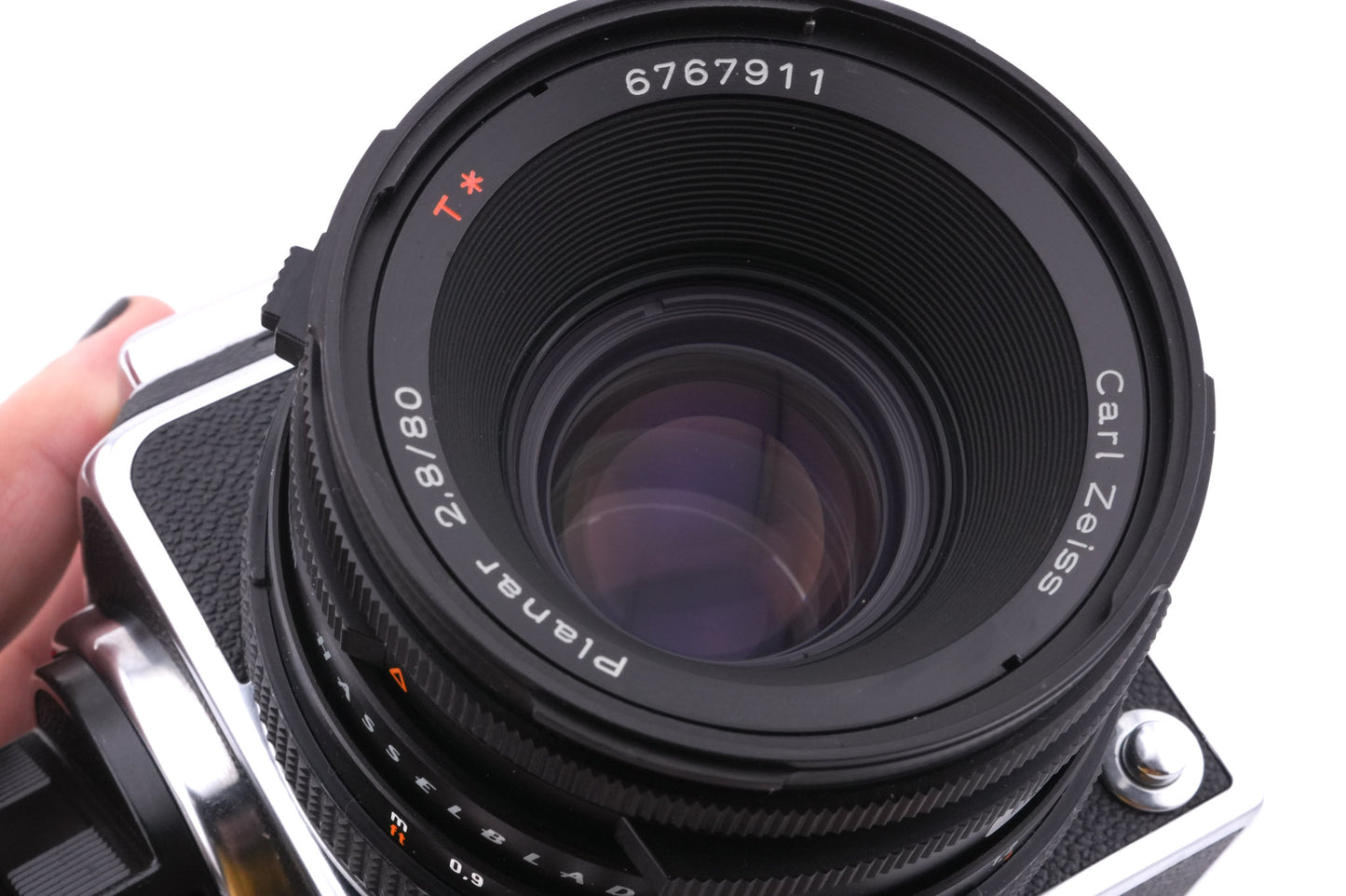 Hasselblad 503CX (10026 / 10172) + Waist Level Finder (New / Chrome, 42315) + 80mm f2.8 Planar T* CF (20029) + A12N Film Magazine + Acute Matte Grid / Split Image Focusing Screen (42170)