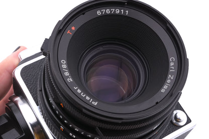 Hasselblad 503CX (10026 / 10172) + Waist Level Finder (New / Chrome, 42315) + 80mm f2.8 Planar T* CF (20029) + A12N Film Magazine + Acute Matte Grid / Split Image Focusing Screen (42170)