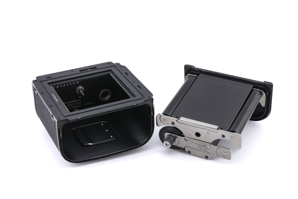 Hasselblad 500C/M (Black, 10170) + Acute Matte Focusing Screen (42165) + 80mm f2.8 Planar T* C (Black, 20028) + Waist Level Finder (Old / Black, 42277) + A12N Film Magazine