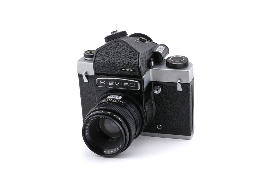 Kiev 6C + 60 TTL Prism Finder + 90mm f2.8 Vega-12B